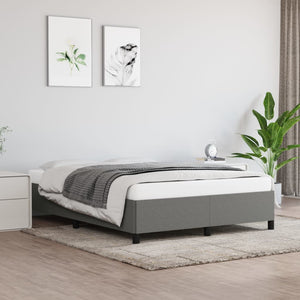NNEVL Bed Frame Dark Grey 152x203 cm Queen Fabric