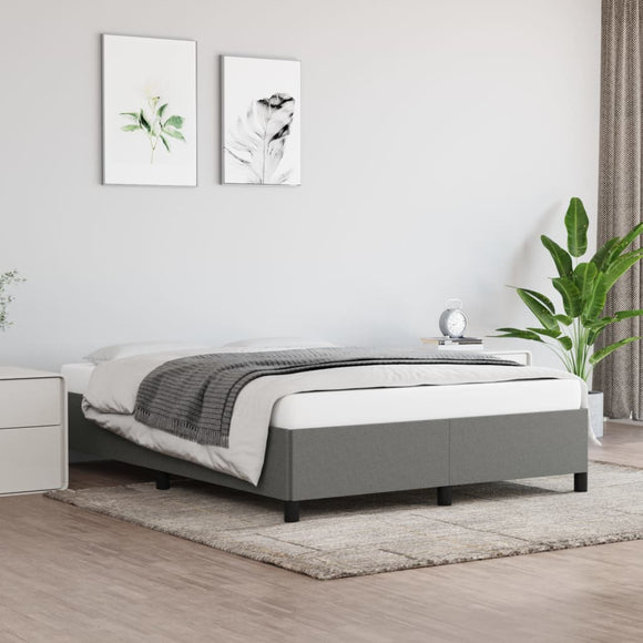 NNEVL Bed Frame Dark Grey 152x203 cm Queen Fabric