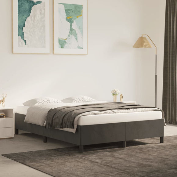 NNEVL Bed Frame Dark Grey 137x190 cm Double Velvet