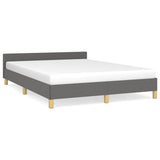 NNEVL Bed Frame with Headboard Dark Grey 137x187 cm Double Fabric