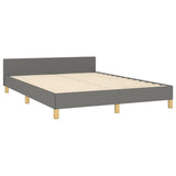 NNEVL Bed Frame with Headboard Dark Grey 137x187 cm Double Fabric