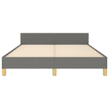 NNEVL Bed Frame with Headboard Dark Grey 137x187 cm Double Fabric