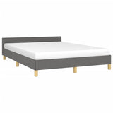 NNEVL Bed Frame with Headboard Dark Grey 153x203 cm Queen Fabric