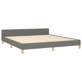 NNEVL Bed Frame with Headboard Dark Grey 153x203 cm Queen Fabric