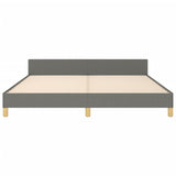 NNEVL Bed Frame with Headboard Dark Grey 153x203 cm Queen Fabric