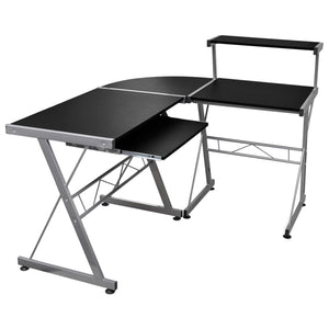 NNEVL Corner Computer Desk Black 132x112x99 cm Engineered Wood