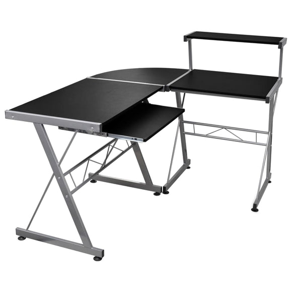 NNEVL Corner Computer Desk Black 132x112x99 cm Engineered Wood