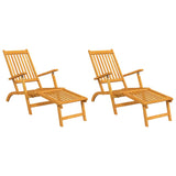 NNEVL Outdoor Deck Chairs with Footrests 2 pcs Solid Wood Acacia