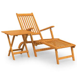 NNEVL Outdoor Deck Chair with Footrest and Table Solid Wood Acacia