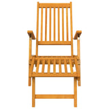 NNEVL Outdoor Deck Chair with Footrest and Table Solid Wood Acacia