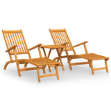 NNEVL Outdoor Deck Chairs with Footrests and Table Solid Wood Acacia