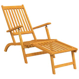 NNEVL Outdoor Deck Chairs with Footrests and Table Solid Wood Acacia