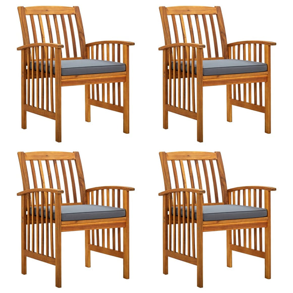 NNEVL Garden Dining Chairs 4 pcs with Cushions Solid Wood Acacia