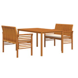 NNEVL 3 Piece Outdoor Dining Set with Cushions Solid Wood Acacia