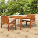 NNEVL 3 Piece Outdoor Dining Set with Cushions Solid Wood Acacia