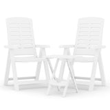 NNEVL 3 Piece Garden Dining Set White Polypropylene