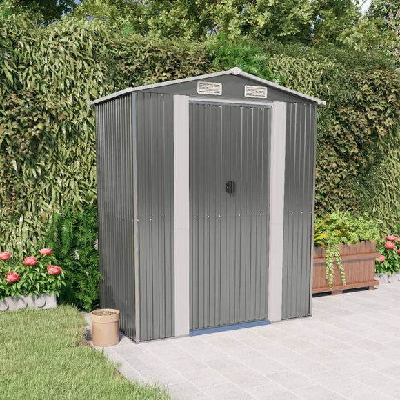 NNEVL Garden Shed Light Grey 192x108x223 cm Galvanised Steel