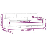 NNEVL 3-Seater Sofa Dark Grey 210 cm Fabric