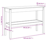 NNEVL Console Table 110x40x75 cm Solid Wood Pine