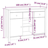 NNEVL Sideboard 100x35x74.5 cm Solid Wood Pine
