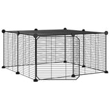 NNEVL 12-Panel Pet Cage with Door Black 35x35 cm Steel