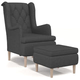 NNEVL Armchair with Stool Dark Grey Fabric