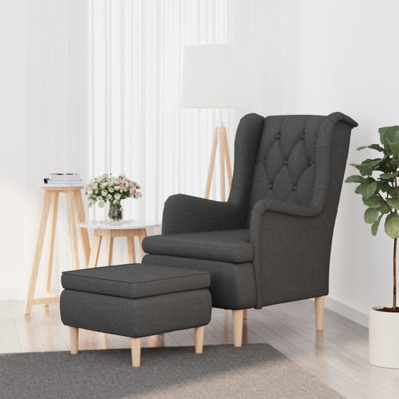NNEVL Armchair with Stool Dark Grey Fabric