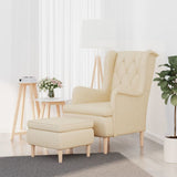 NNEVL Armchair with Stool Cream Fabric