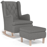 NNEVL Armchair with Rocking Legs and Stool Light Grey Fabric