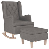 NNEVL Armchair with Rocking Legs and Stool Light Grey Fabric
