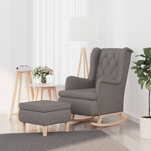 NNEVL Armchair with Rocking Legs and Stool Light Grey Fabric