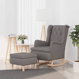 NNEVL Armchair with Rocking Legs and Stool Light Grey Fabric