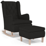 NNEVL Armchair with Rocking Legs and Stool Black Fabric