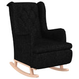 NNEVL Armchair with Rocking Legs and Stool Black Fabric