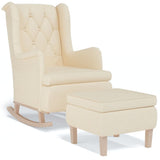NNEVL Armchair with Rocking Legs and Stool Cream Fabric