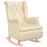NNEVL Armchair with Rocking Legs and Stool Cream Fabric