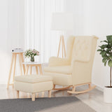 NNEVL Armchair with Rocking Legs and Stool Cream Fabric