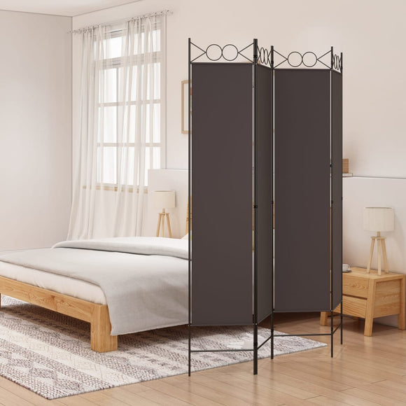 NNEVL 4-Panel Room Divider Brown 160x200 cm Fabric