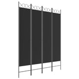 NNEVL 4-Panel Room Divider Black 160x200 cm Fabric