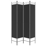 NNEVL 4-Panel Room Divider Black 160x200 cm Fabric