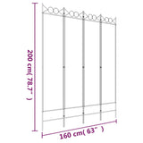 NNEVL 4-Panel Room Divider Black 160x200 cm Fabric