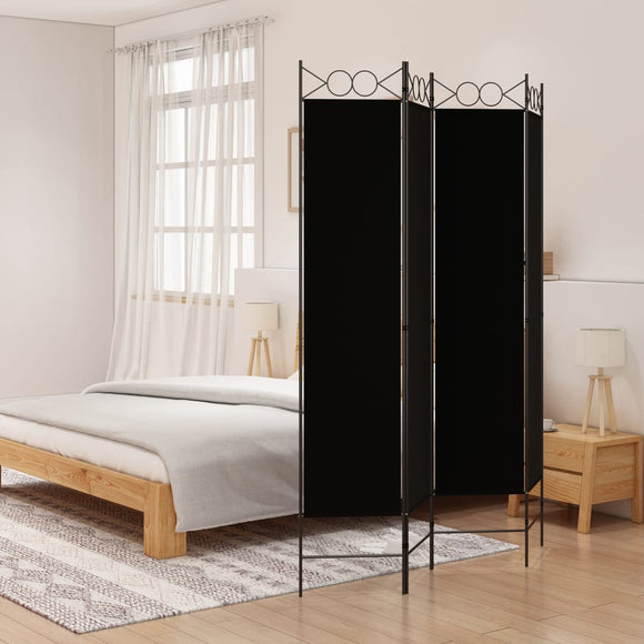 NNEVL 4-Panel Room Divider Black 160x200 cm Fabric