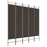 NNEVL 5-Panel Room Divider Brown 200x200 cm Fabric