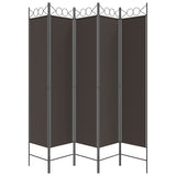 NNEVL 5-Panel Room Divider Brown 200x200 cm Fabric