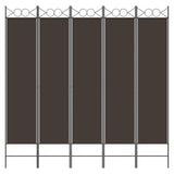 NNEVL 5-Panel Room Divider Brown 200x200 cm Fabric