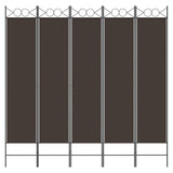 NNEVL 5-Panel Room Divider Brown 200x200 cm Fabric