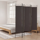 NNEVL 5-Panel Room Divider Brown 200x200 cm Fabric