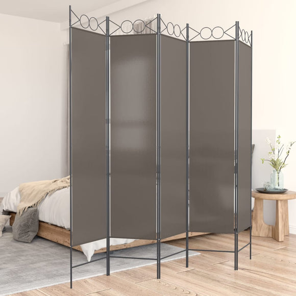 NNEVL 5-Panel Room Divider Anthracite 200x200 cm Fabric