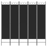 NNEVL 5-Panel Room Divider Black 200x200 cm Fabric