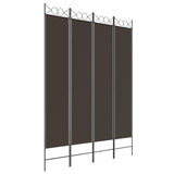 NNEVL 4-Panel Room Divider Brown 160x220 cm Fabric